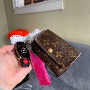 Louis Vuitton Brown Key Holder with Pink Strap